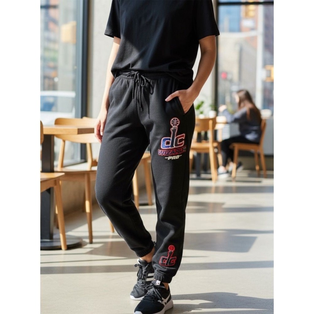 Pro Standard luxe Men's Jogger Pants Small Black DC Wizards Logo basketball NBA
